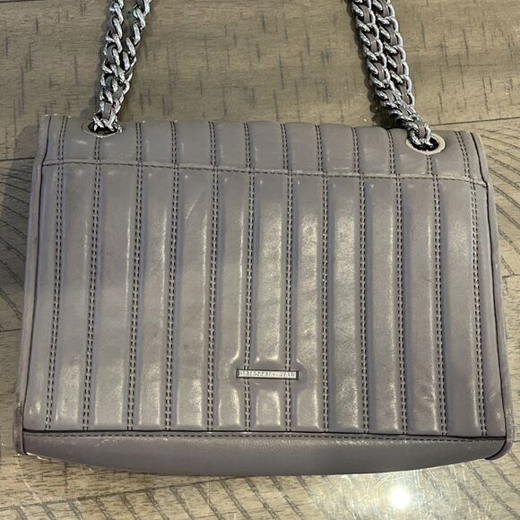 Rebecca Minkoff purse shoulder bag grey Quilted Chain Love zip fall Crossbody - Picture 2 of 8